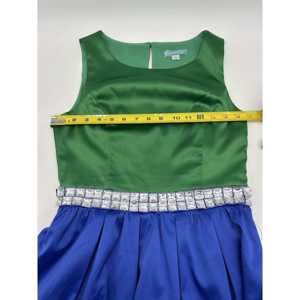 Pim & Larkin‎ Bejeweled Coctail Dress Emerald Green and Sapphire Blue Size Small - Picture 8 of 11